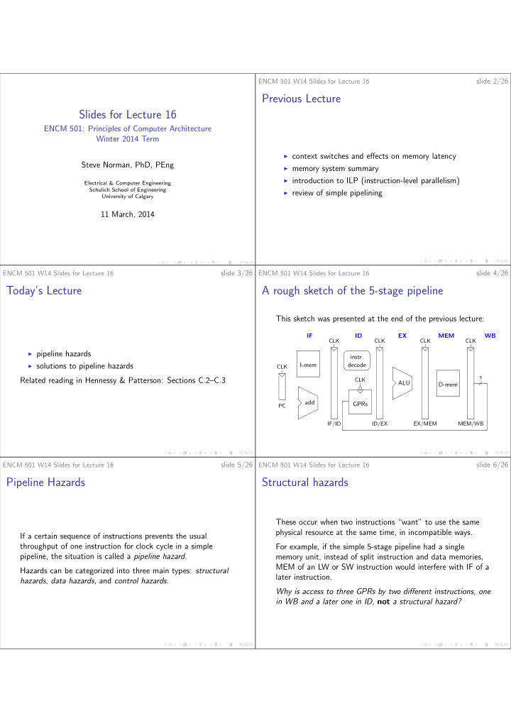 previous lecture slides for lecture 16