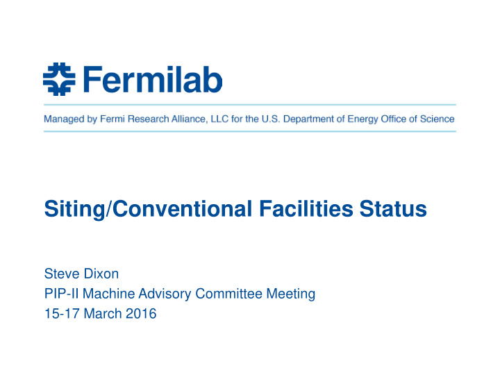 siting conventional facilities status