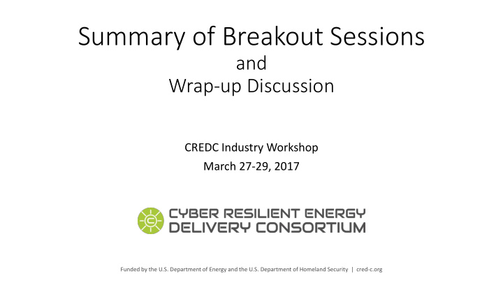 summary of breakout sessions