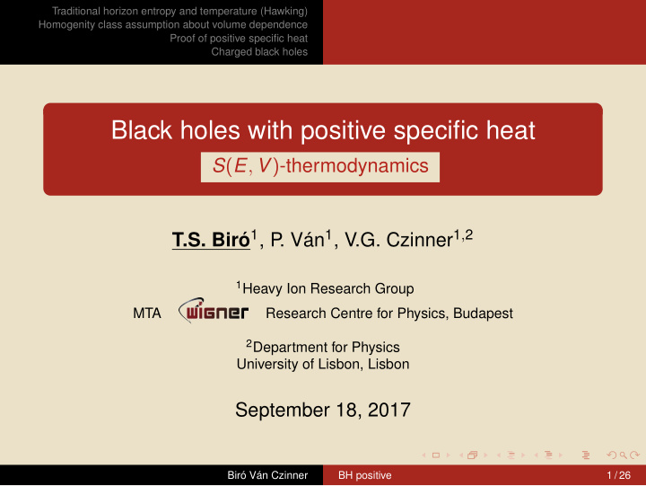 black holes with positive specific heat