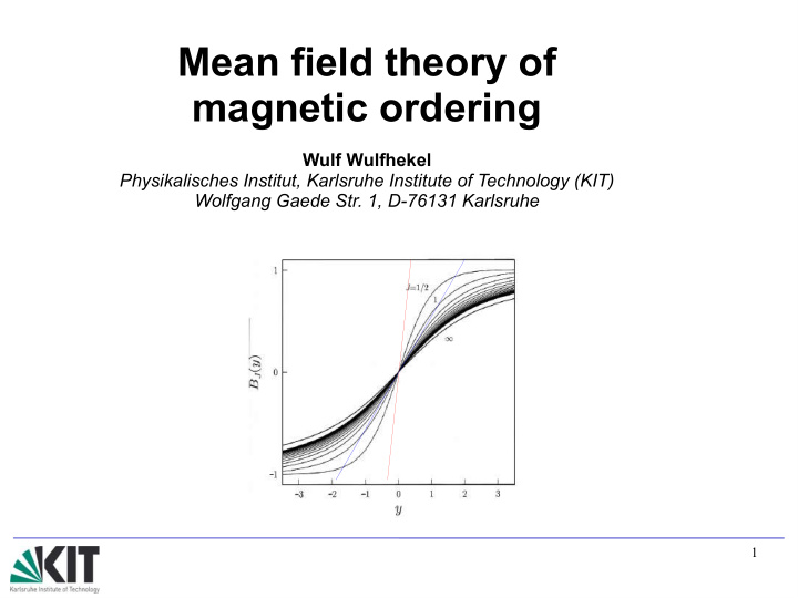 mean field theory of magnetic ordering