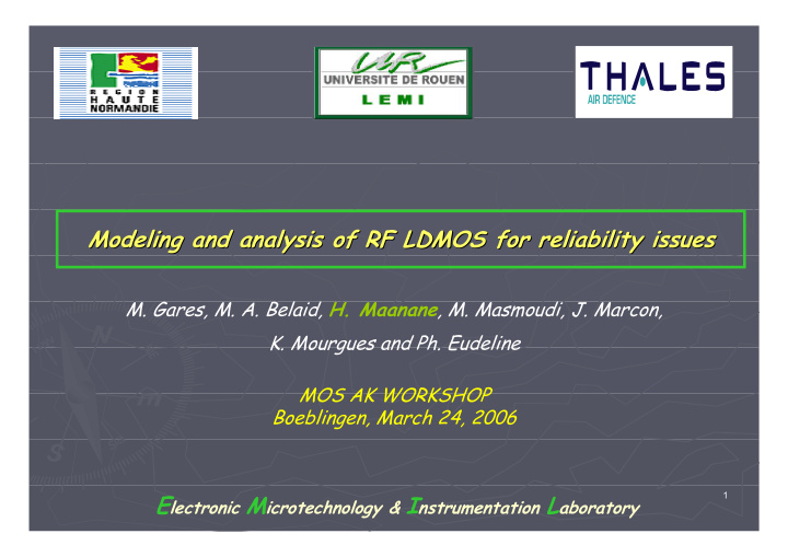 modeli ing ng and analysis of rf ldmos for reliability