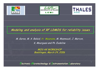 Modeli  ing  ng and analysis of RF LDMOS for reliability issues  and analysis of RF LDMOS for
