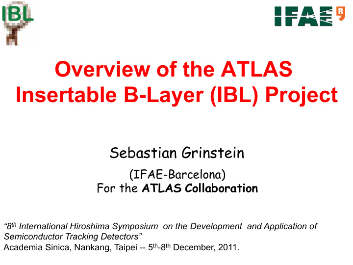 overview of the atlas insertable b layer ibl project