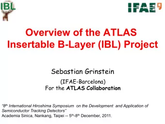 Overview of the ATLAS  Insertable B-Layer (IBL) Project  Sebastian Grinstein  (IFAE-Barcelona) For