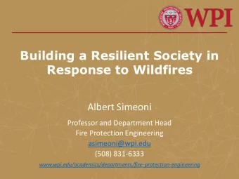 Building a Resilient Society in  Response to Wildfires  Albert Simeoni  Professor and Department