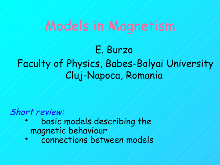 models in magnetism