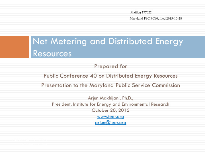 net metering and distributed energy resources