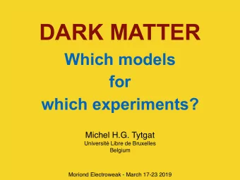 DARK MATTER  Which models  for  which experiments?  Michel H.G. Tytgat  Universit Libre de