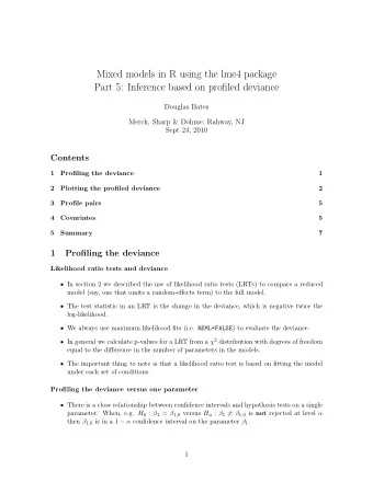 Mixed models in R using the lme4 package  Part 5: Inference based on profiled deviance  Douglas