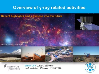 Overview of  -ray related activities  Recent highlights and a glimpse into the future