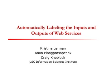 Kristina Lerman  Anon Plangprasopchok  Craig Knoblock  USC Information Sciences Institute  Find