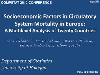 System Mortality in Europe:  A Multilevel Analysis of Twenty Countries  Sara Balduzzi, Lucio