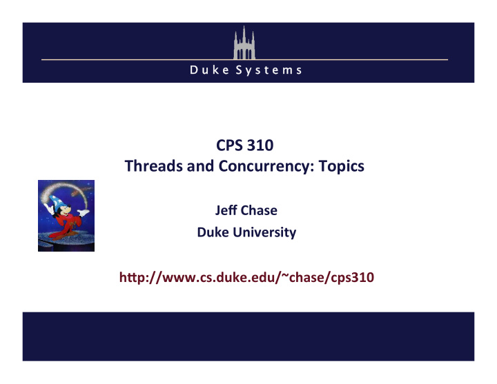 cps 310 threads and concurrency topics