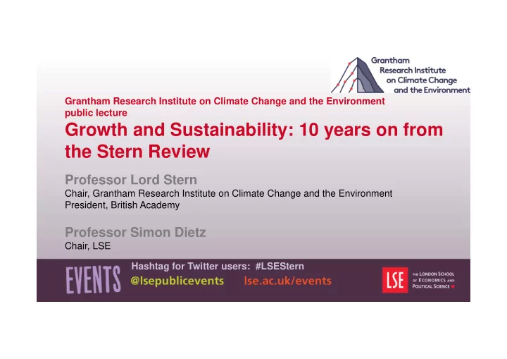 growth and sustainability 10 years on from the stern
