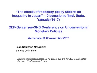 CEP-Gerzensee-SNB Conference on Unconvenional  Monetary Policies  Gerzensee, 9-10 November 2017
