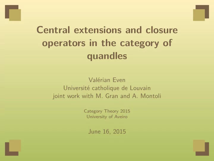 central extensions and closure operators in the category