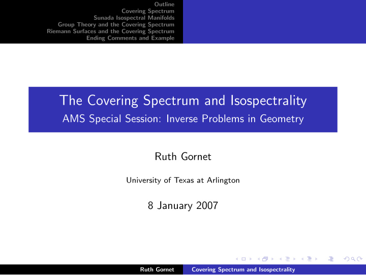 the covering spectrum and isospectrality