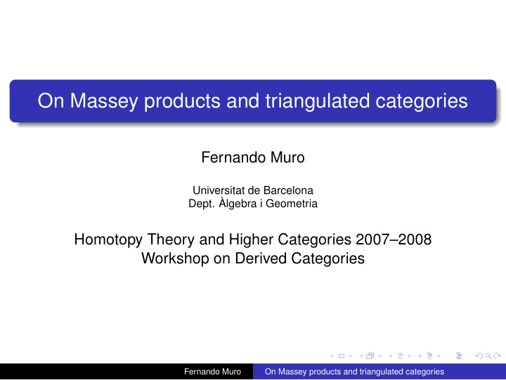 on massey products and triangulated categories