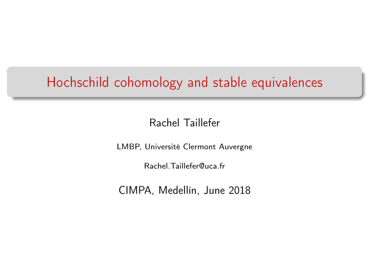 hochschild cohomology and stable equivalences