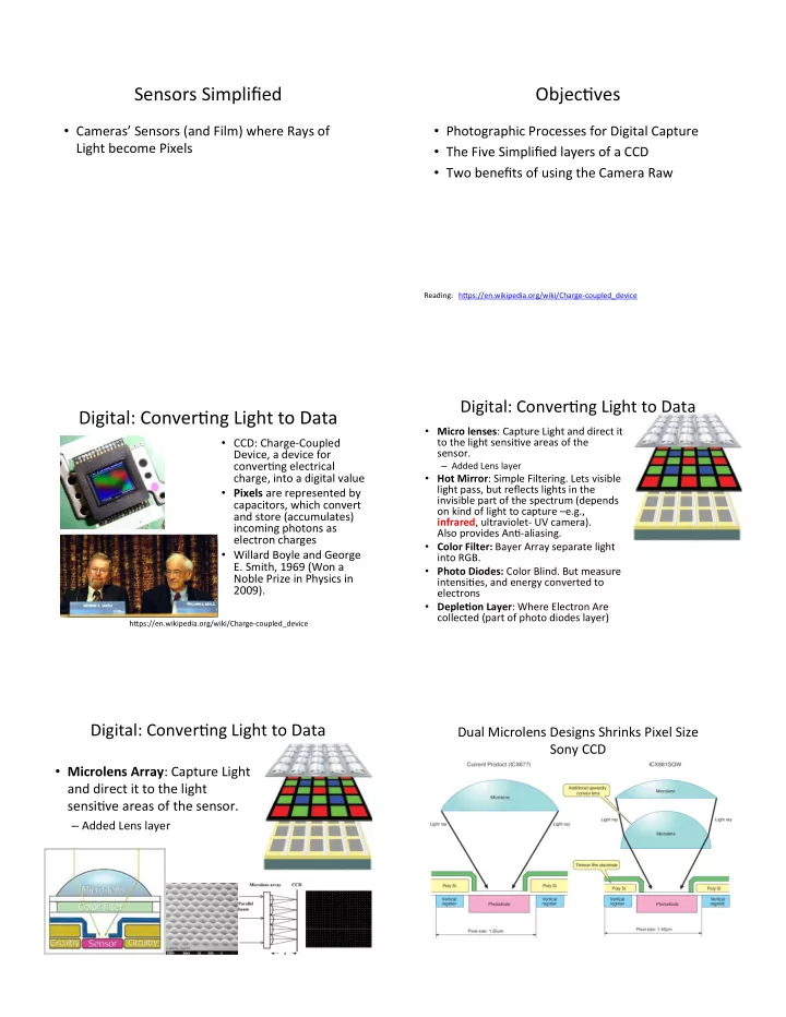 sensors simplified objecbves