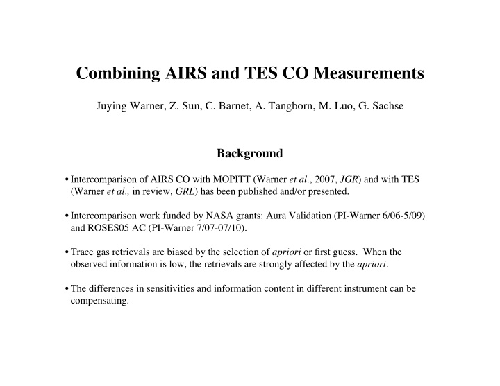 combining airs and tes co measurements