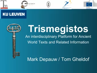 CreatingIdentitiesinGraecoRomanEgypt  Background  Trismegistos organically