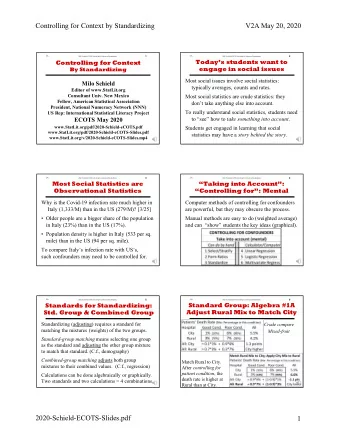 Controlling for Context by Standardizing  V2A May 20, 2020  2A  1  2A  2  2020  Schield ECOTS