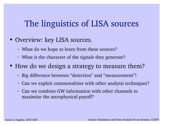 the linguistics of lisa sources