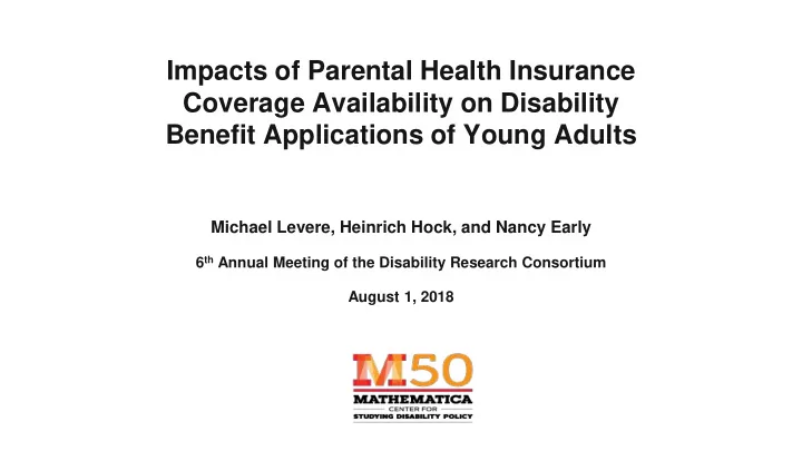 impacts of parental health insurance