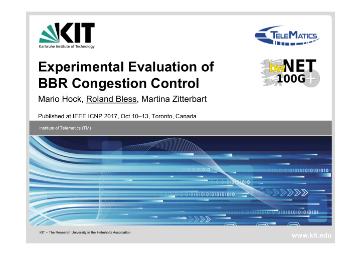 experimental evaluation of bbr congestion control