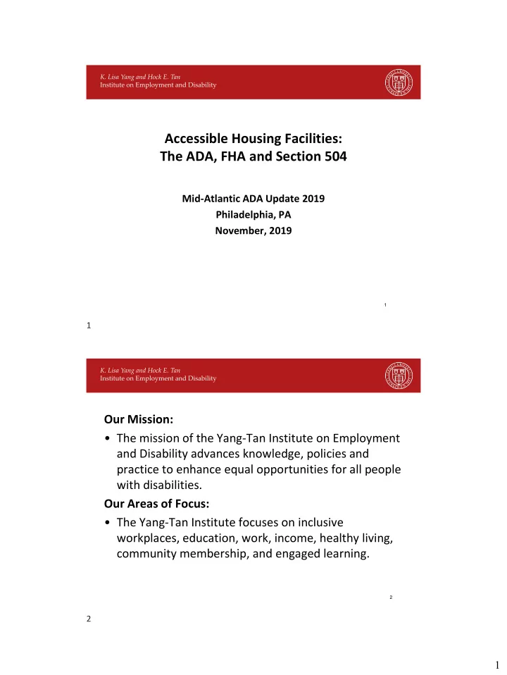 accessible housing facilities the ada fha and section 504