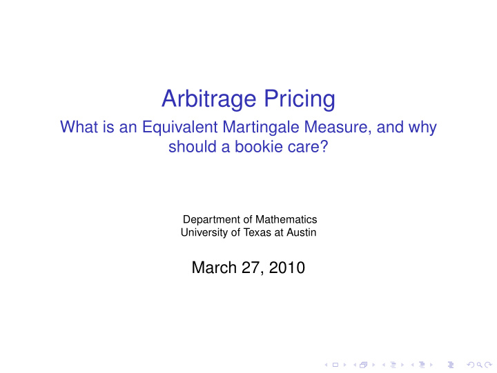 arbitrage pricing