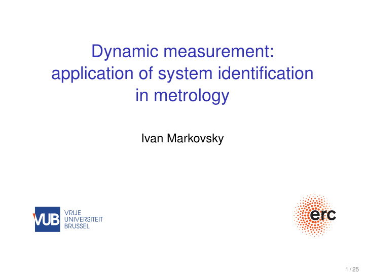 dynamic measurement application of system identification