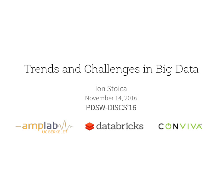 trends and challenges in big data