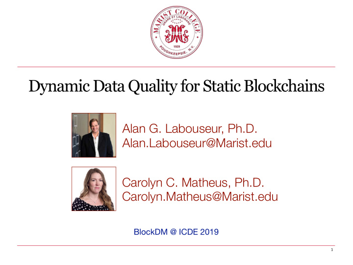 dynamic data quality for static blockchains