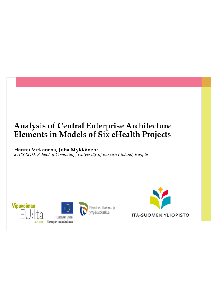 analysis of central enterprise architecture elements in