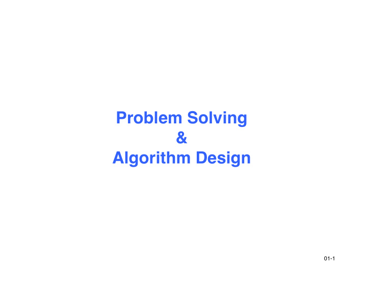 problem solving algorithm design