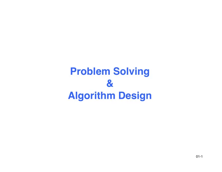 problem solving algorithm design