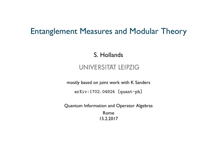 entanglement measures and modular theory
