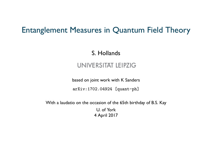 entanglement measures in quantum field theory