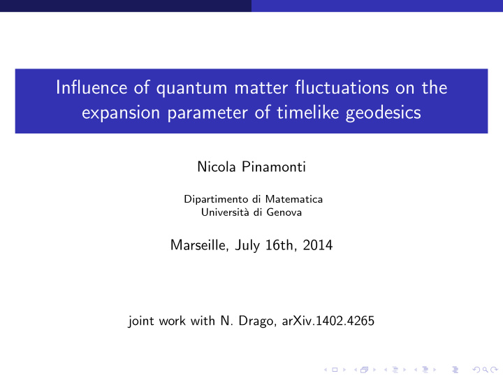 influence of quantum matter fluctuations on the expansion