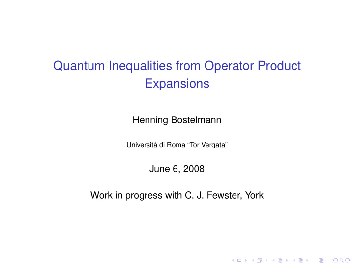 quantum inequalities from operator product expansions