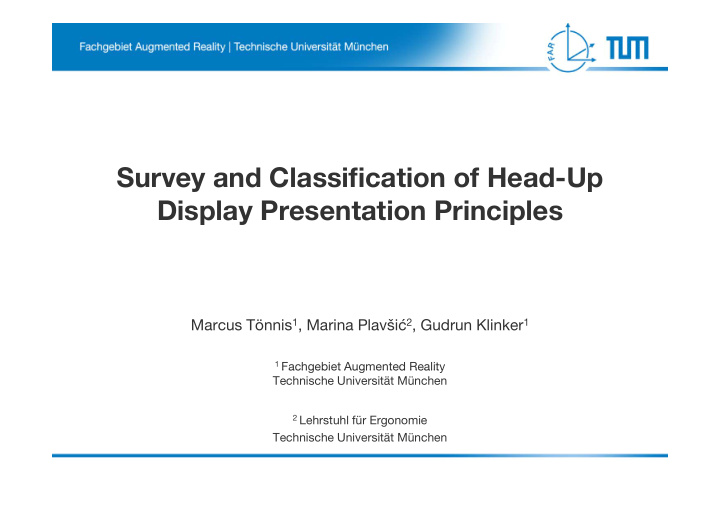 survey and classification of head up display presentation