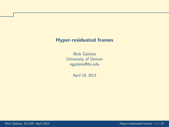 hyper residuated frames