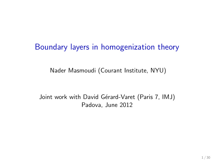 boundary layers in homogenization theory