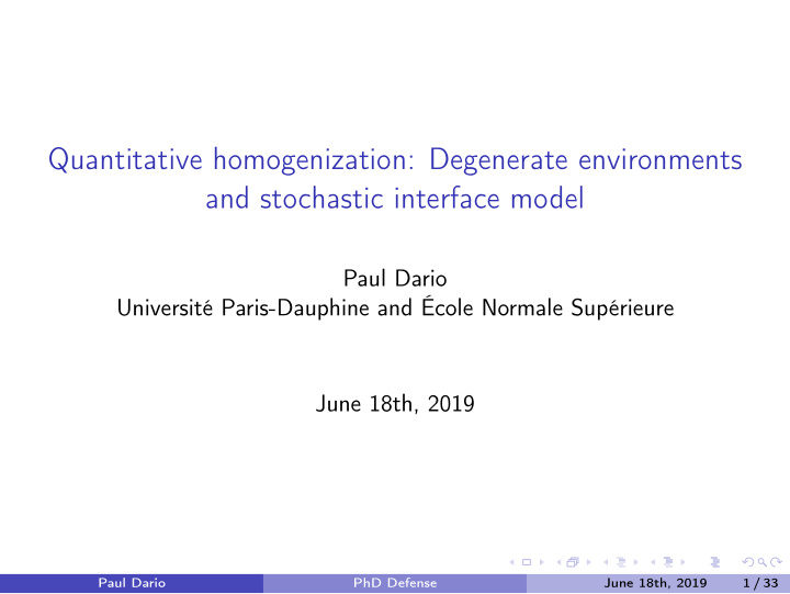 quantitative homogenization degenerate environments and