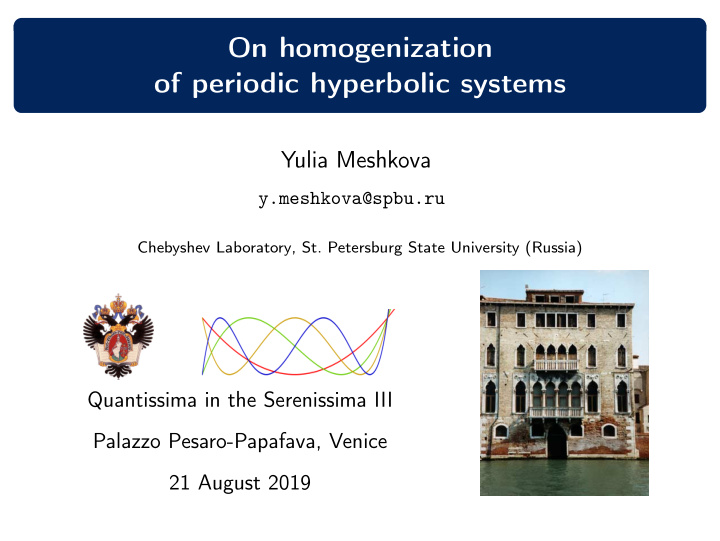 on homogenization of periodic hyperbolic systems