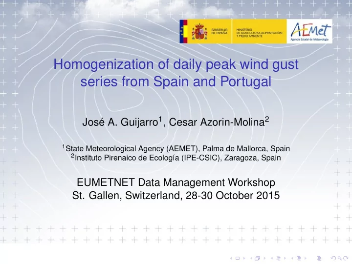 homogenization of daily peak wind gust series from spain