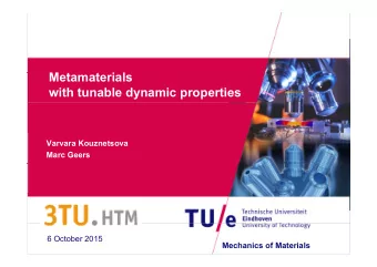 M  Metamaterials  i l  with tunable dynamic properties  Varvara Kouznetsova  Marc Geers  6 October